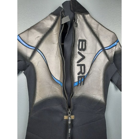 BARE Scuba Wet Suit Mens Size M 2/2 mm Short Power Stretch Black & Metallic Grey - Picture 8 of 12